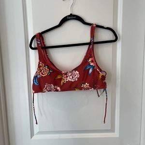 NWT no boundaries maroon floral tie side bathing suit top women’s xl